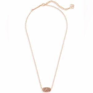 Kendra Scott Lee Rose Gold Stud Earrings and Necklace Set in Rose Gold Drusy